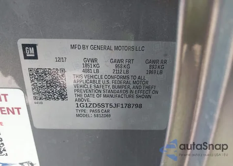 2018 Chevrolet Malibu Lt z USA, uszkodzony, nr VIN 1G1ZD5ST5JF178798